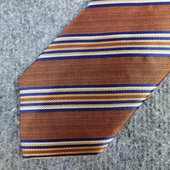 J.Z Richard Tie Orange Striped Repp Silk Made In USA NEW
